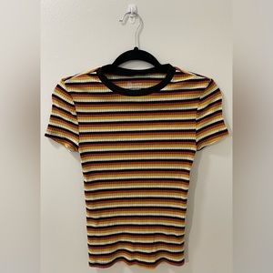 Orange/Yellow/White/Black Striped No Boundaries Shirt Size S